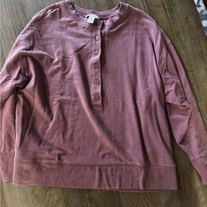 Mauve Button-Up Sweatshirt